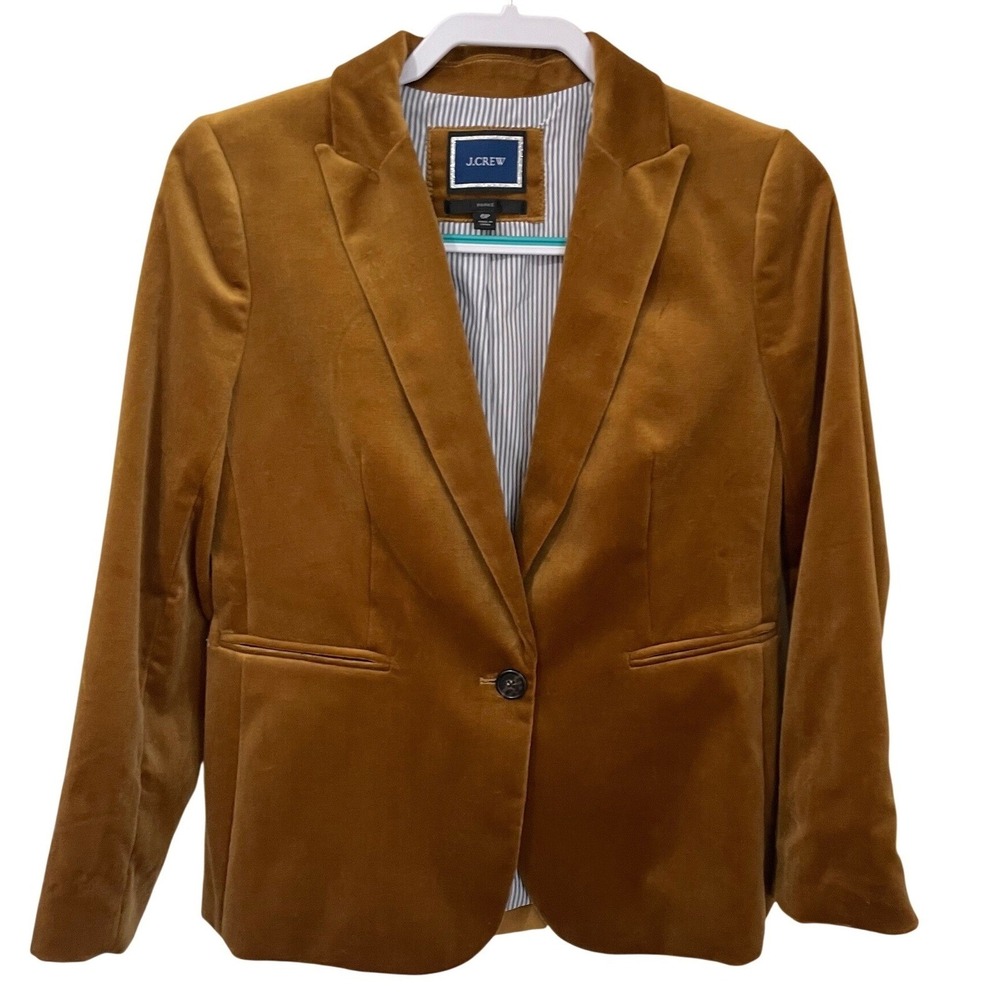 J.Crew Parke Blazer Velvet Golden Brown 6P Petite Single Button